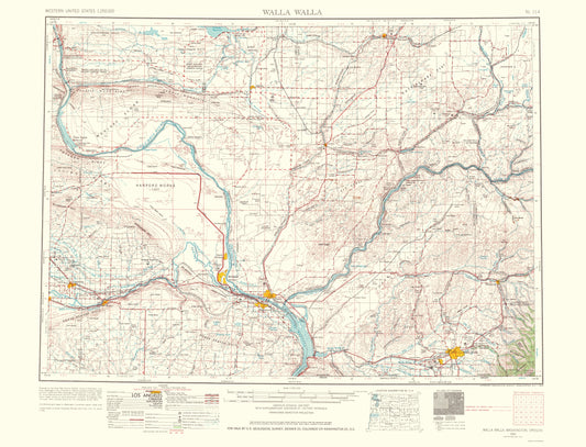 Topographical Map - Walla Walla Washington Quad - USGS 1964 - 23 x 30.14 - Vintage Wall Art