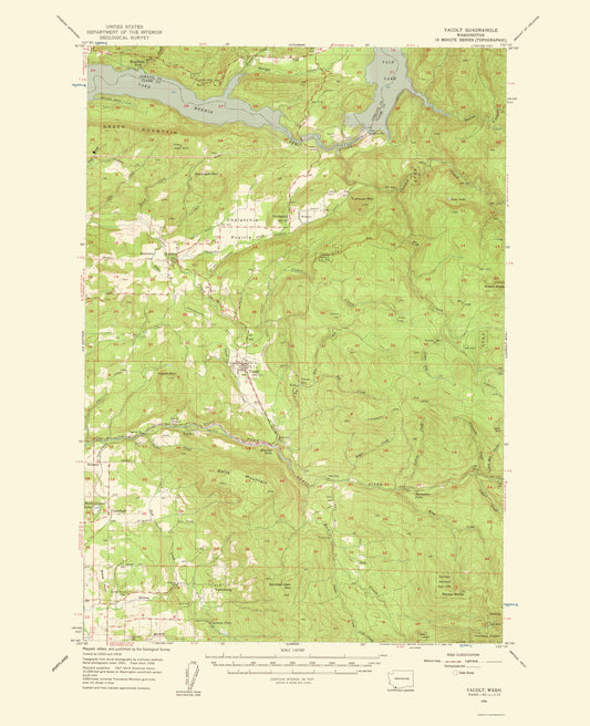 Topographical Map - Yacolt Washington Quad - USGS 1961 - 23 x 28.31 - Vintage Wall Art