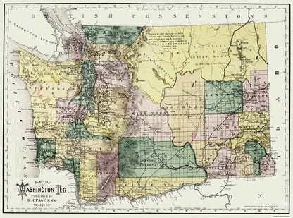 Historic State Map - Washington Territory - Olympia - Page 1886 - 31 x 23 - Vintage Wall Art