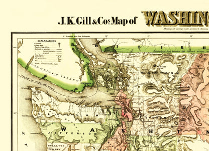 Historic State Map - Washington Territory - Askevold 1878 - 23 x 31.77 - Vintage Wall Art