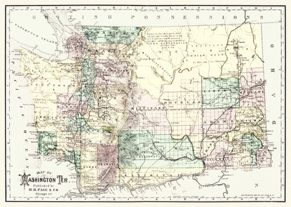 Historic State Map - Washington Territory - Page 1883 - 23 x 32.45 - Vintage Wall Art