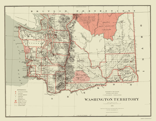 Historic State Map - Washington - Williamson 1879 - 23 x 29.78 - Vintage Wall Art