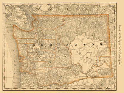 Historic State Map - Washington - Rand McNally 1879 - 23 x 30.60 - Vintage Wall Art