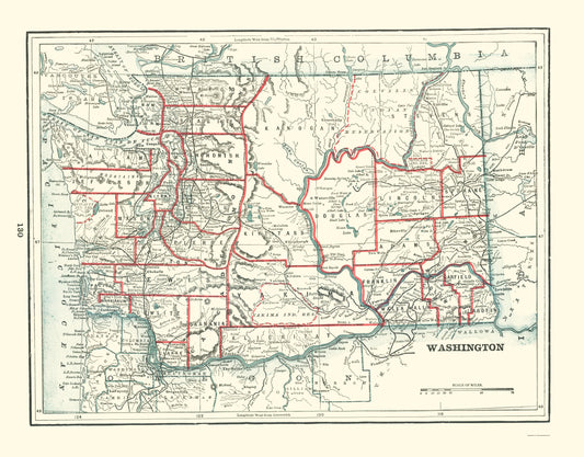 Historic State Map - Washington - Rathbun 1893 - 23 x 29.37 - Vintage Wall Art