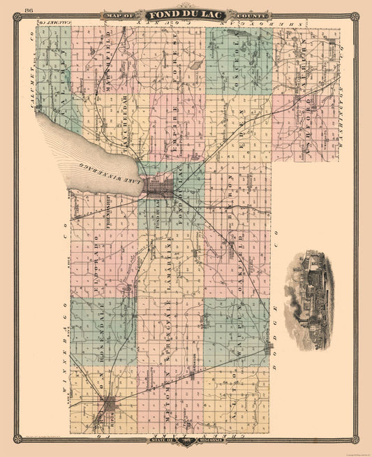 Historic City Map - Fond du Lac Wisconsin - Snyder 1848 - 23 x 28.21 - Vintage Wall Art