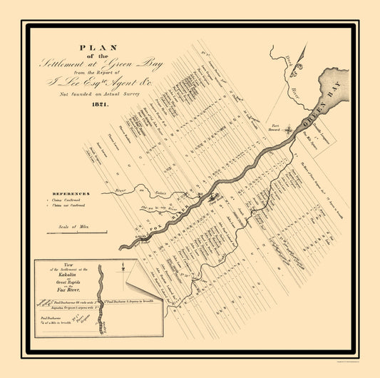 Historic City Map - Green Bay Wisconsin - US Government 1821 - 23 x 23.14 - Vintage Wall Art