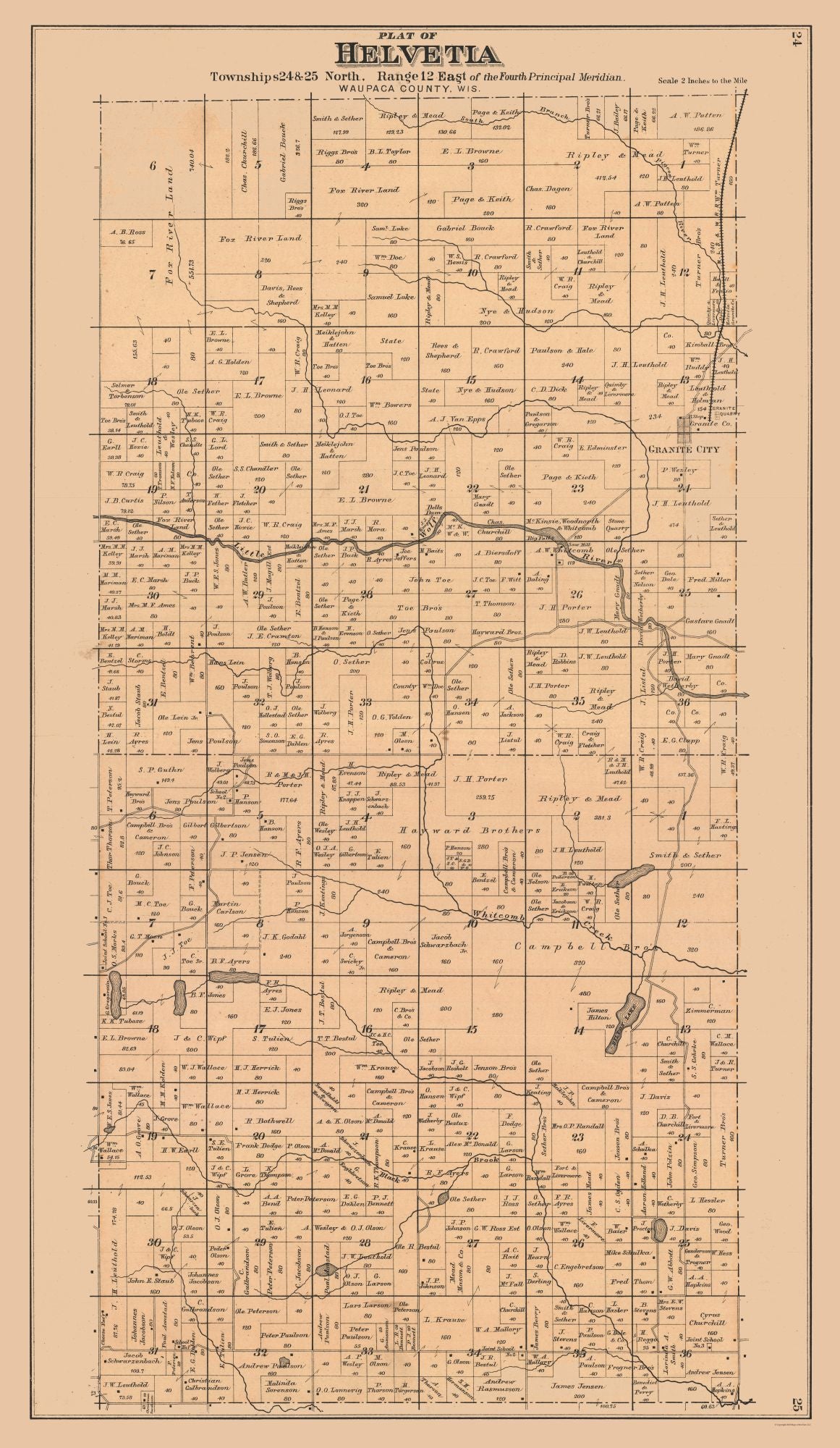 Historic City Map - Helvetia Wisconsin - 1912 - 23 x 39.64 - Vintage Wall Art