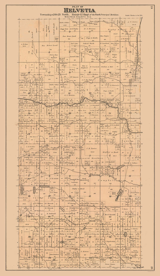 Historic City Map - Helvetia Wisconsin - 1912 - 23 x 39.64 - Vintage Wall Art