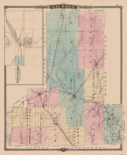 Historic County Map - Jackson County Wisconsin - Snyder 1848 - 23 x 28.12 - Vintage Wall Art