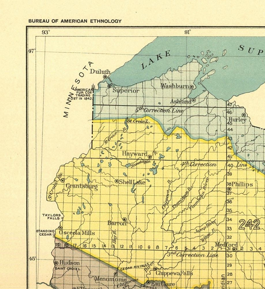 Historic State Map - Wisconsin - Lake Superior - Hoen 1896 - 23 x 25.01 - Vintage Wall Art