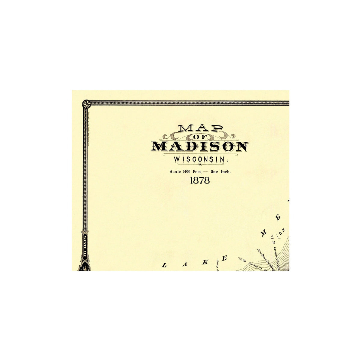 Madison World Map Historic City Map - Madison Wisconsin - Snyder 1878 - 27.75 x 23 - Vin ...