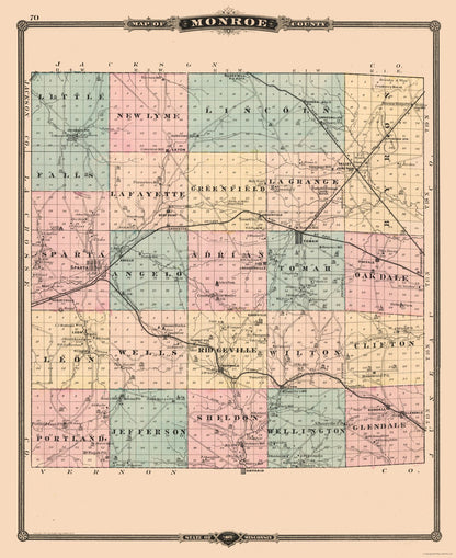 Historic County Map - Monroe County Wisconsin - Snyder 1877 - 23 x 28.16 - Vintage Wall Art