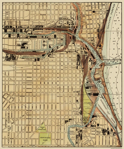 Historic City Map - Milwaukee Harbor Wisconsin - War Department 1916 - 23 x 27.69 - Vintage Wall Art