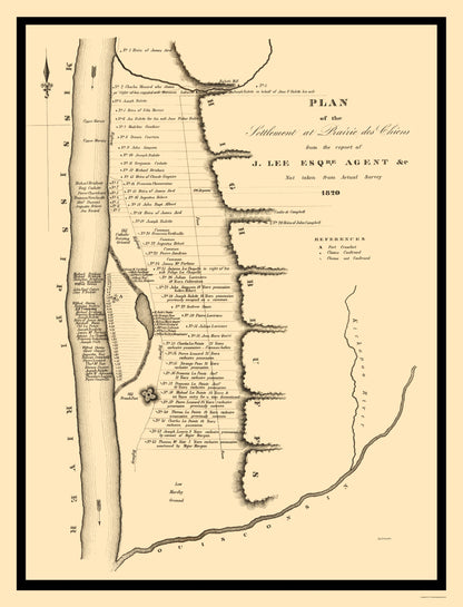 Historic City Map - Prairie Du Chien Wisconsin - Lee 1820 - 23 x 30.13 - Vintage Wall Art