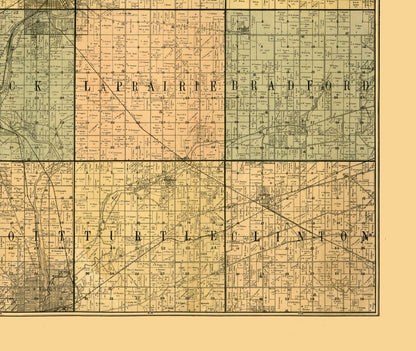 Historic County Map - Rock County Wisconsin - Hixon 1900 - 27.25 x 23 - Vintage Wall Art