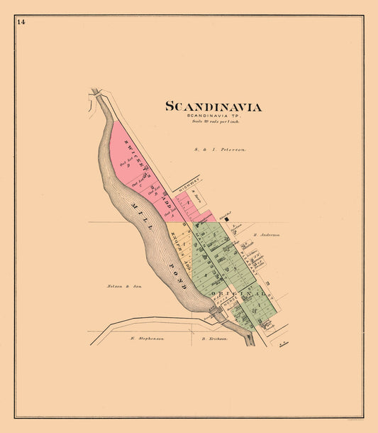 Historic City Map - Scandinavia Wisconsin - Foote 1889 - 23 x 26.32 - Vintage Wall Art