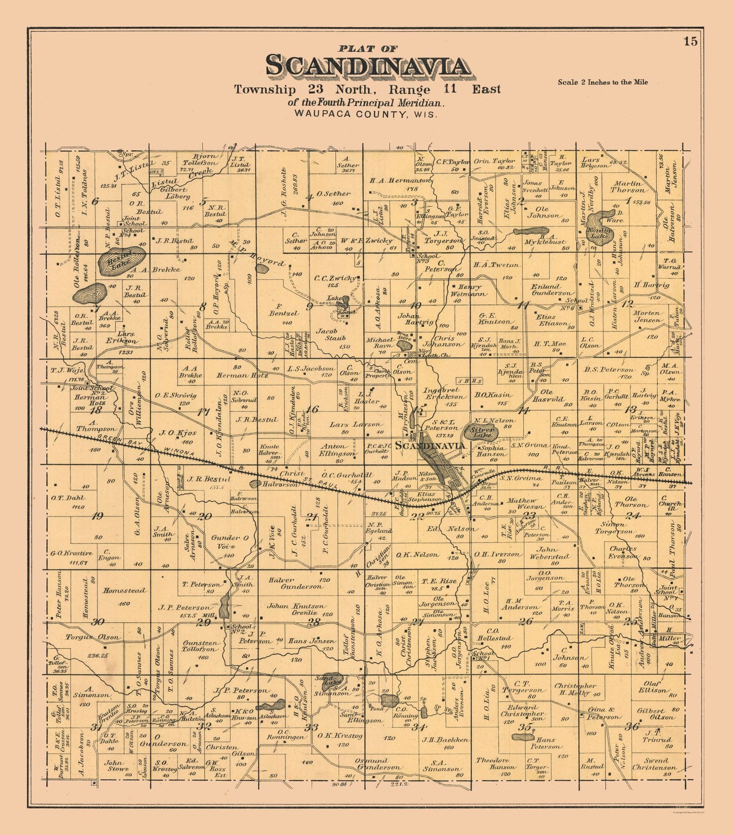 Historic City Map - Scandinavia City Wisconsin - Foote 1889 - 23 x 26.19 - Vintage Wall Art