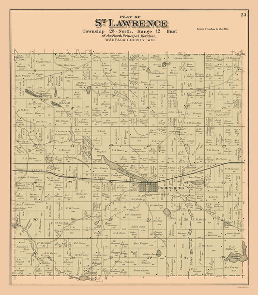 Historic City Map - St Lawrence Wisconsin - 1912 - 23 x 26.27 - Vintage Wall Art