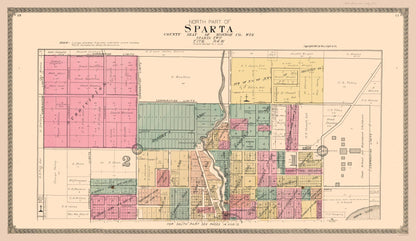 Historic City Map - Sparta Wisconsin - Ogle 1915 - 39.71 x 23 - Vintage Wall Art