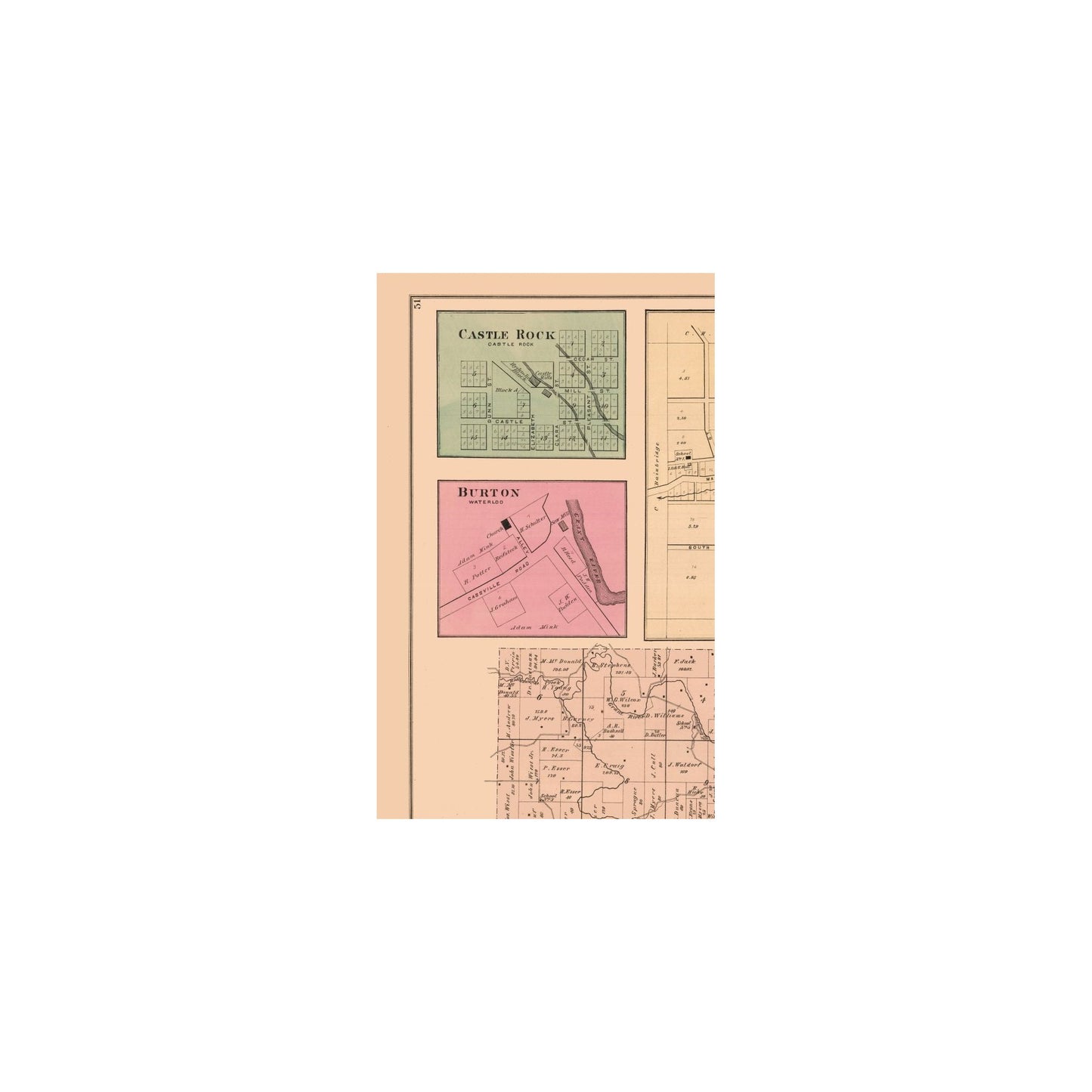 Historic City Map - Waterloo Wisconsin - Foote 1877 - 23 x 37.17 - Vin ...