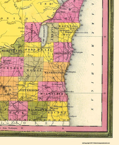 Historic State Map - Wisconsin Territory - Mitchell 1846 - 23 x 28 - Vintage Wall Art