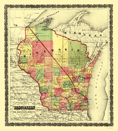 Historic State Map - Wisconsin Townships - Hamilton 1857 - 23 x 25.44 - Vintage Wall Art