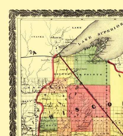 Historic State Map - Wisconsin Townships - Hamilton 1857 - 23 x 25.44 - Vintage Wall Art