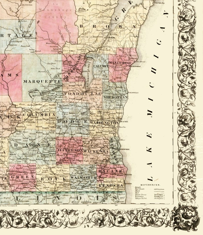 Historic State Map - Wisconsin - Colton 1851 - 23 x 26.56 - Vintage Wall Art