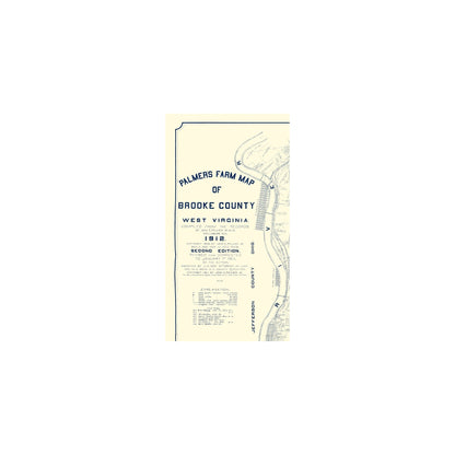 Historic County Map - Brooke County West Virginia - Palmer 1912 - 23 x 42.07 - Vintage Wall Art