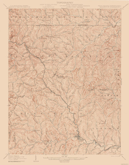 Topographical Map - Mannington West Virginia Quad - USGS 1905 - 23 x 29.42 - Vintage Wall Art