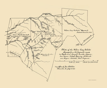 Historic County Map - Wyrhe Russel Counties West Virginia Survey - Hotchkiss 1884 - 23 x 27.83 - Vintage Wall Art