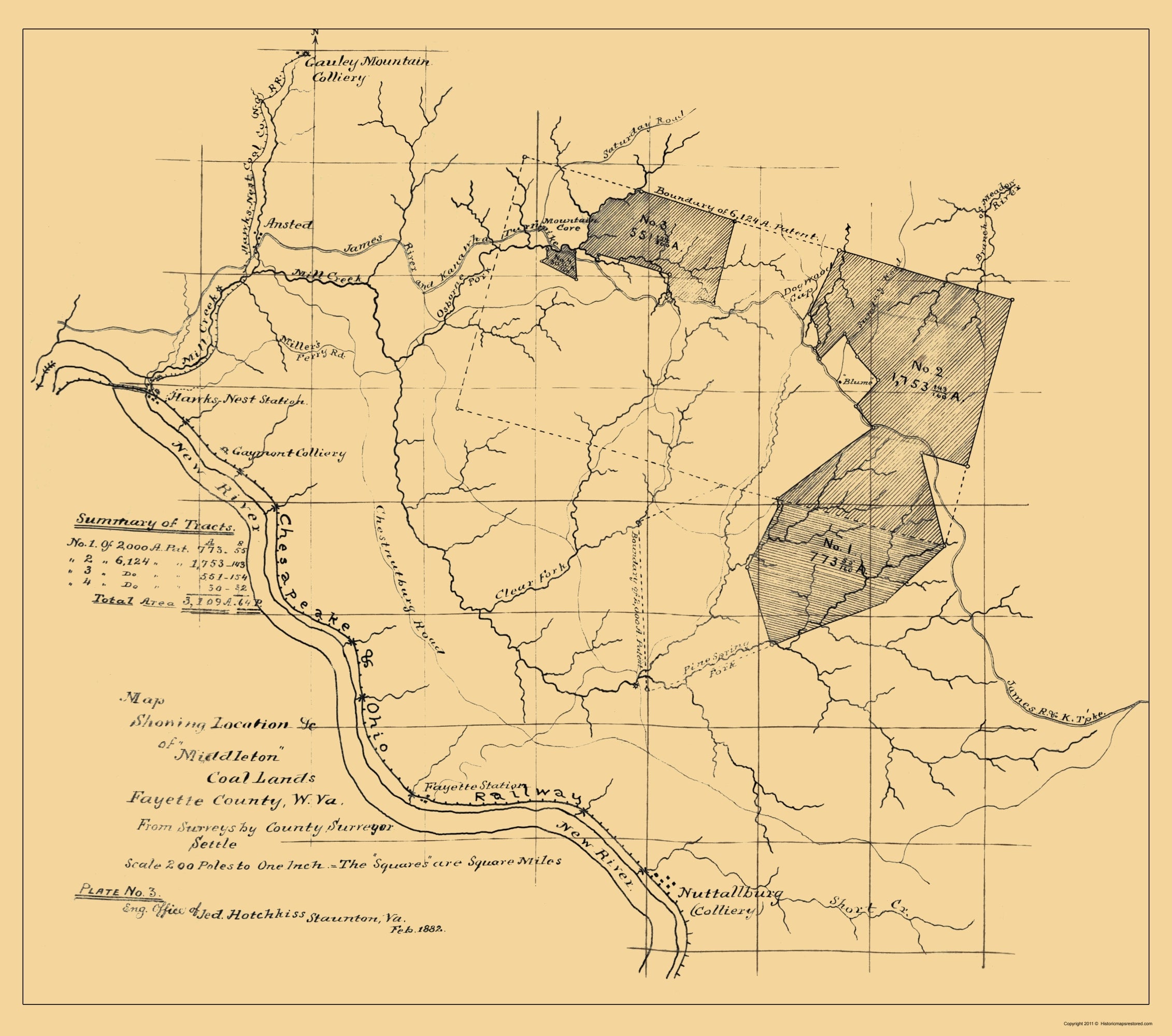 Historic Mine Map - Middleton Coal Lands Fayette County West VA - Hotc ...