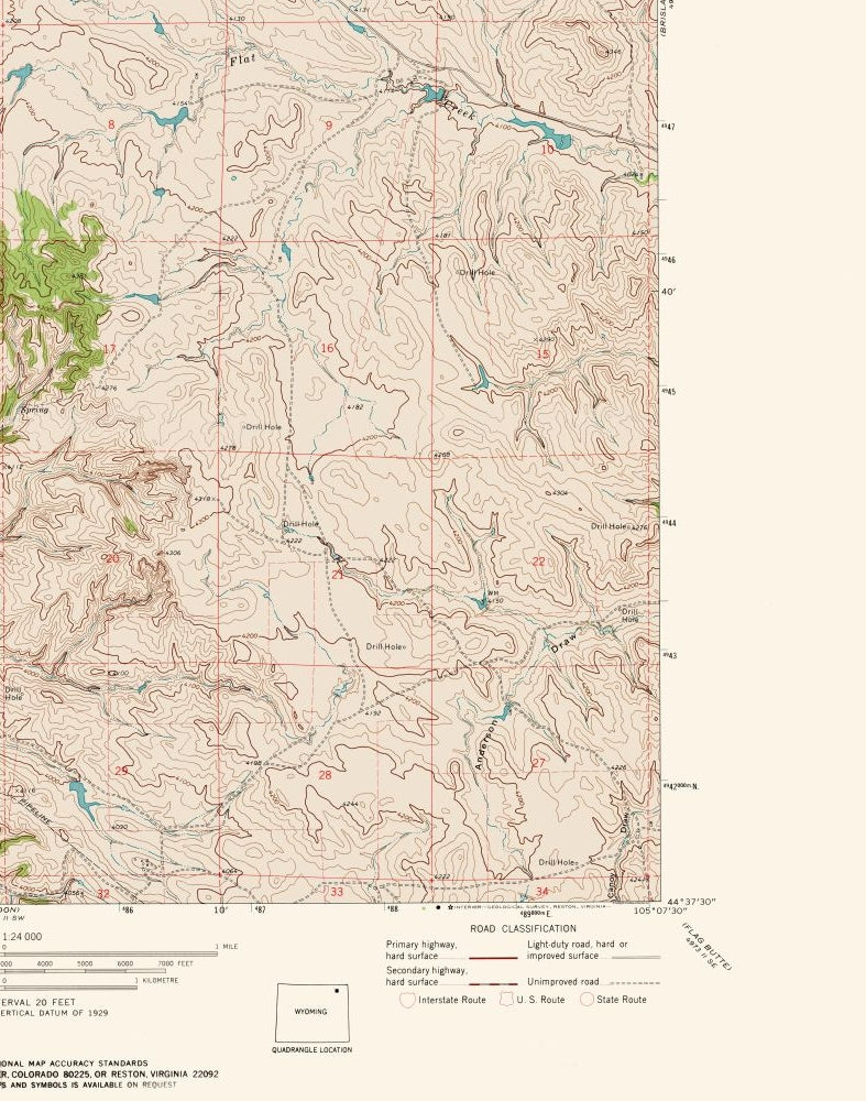 Topographical Map - North West Adon Wyoming Quad - USGS 1972 - 23 x 29.22 - Vintage Wall Art