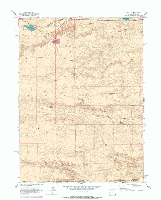 Topographical Map - Altvan Wyoming Quad - USGS 1963 - 23 x 28.56 - Vintage Wall Art