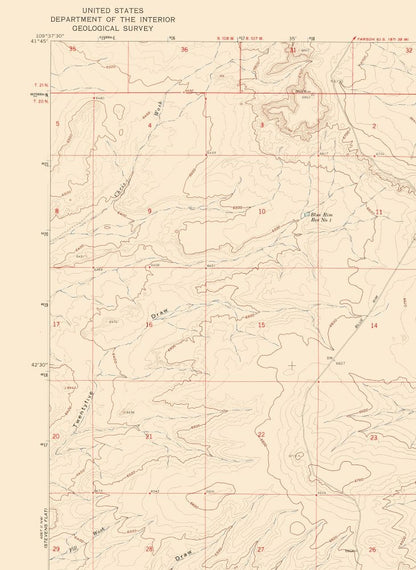 Topographical Map - Austin Ranch Wyoming Quad - USGS 1961 - 23 x 31.51 - Vintage Wall Art