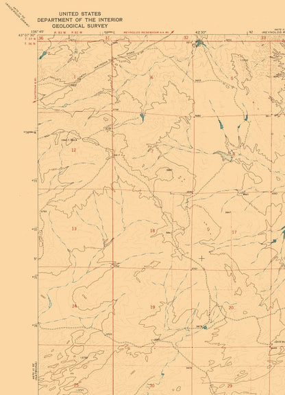 Topographical Map - Burlington Lake Wyoming Quad - USGS 1968 - 23 x 31.77 - Vintage Wall Art