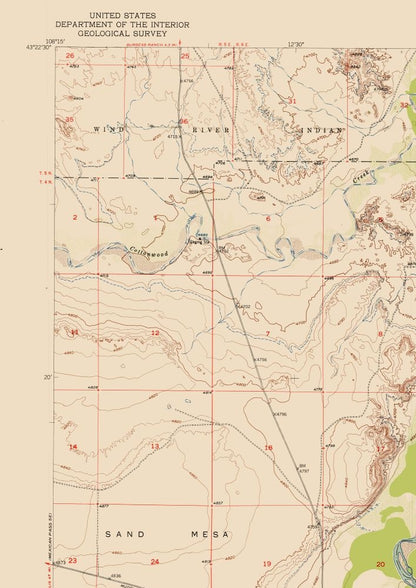 Topographical Map - Bonneville Wyoming Quad - USGS 1950 - 23 x 32.52 - Vintage Wall Art