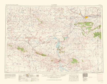 Topographical Map - Casper Wyoming Quad - USGS 1962 - 23 x 29.32 - Vintage Wall Art