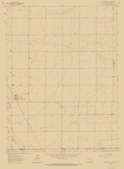 Topographical Map - Carpenter Wyoming Quad - USGS 1963 - 23 x 31.41 - Vintage Wall Art