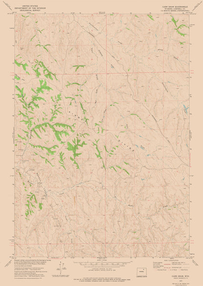 Topographical Map - Carr Draw Wyoming Quad - USGS 1972 - 23 x 32.34 - Vintage Wall Art