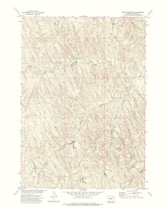 Topographical Map - Coyer Reservoir Wyoming Quad - USGS 1972 - 23 x 28.87 - Vintage Wall Art