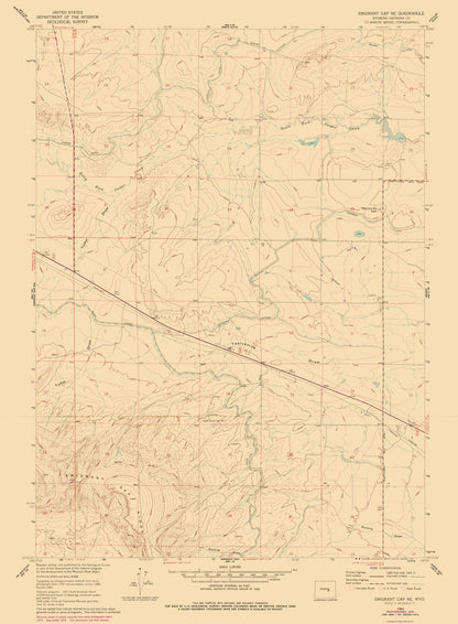 Topographical Map - Emigrant Gap Wyoming Quad - USGS 1960 - 23 x 31.27 - Vintage Wall Art