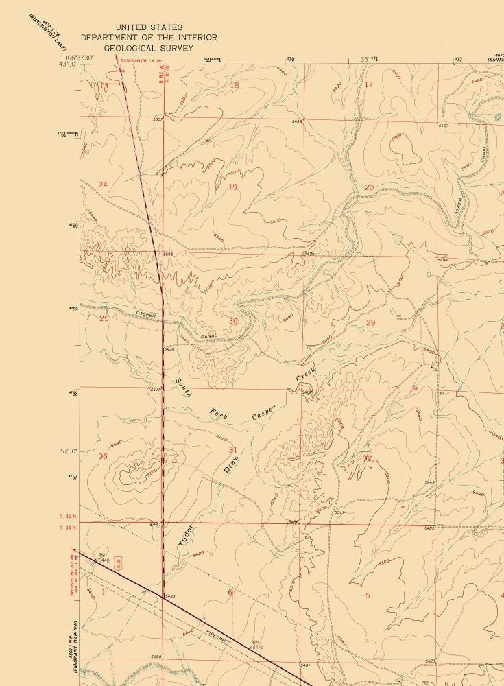 Topographical Map - Emigrant Gap Wyoming Quad - USGS 1960 - 23 x 31.27 - Vintage Wall Art