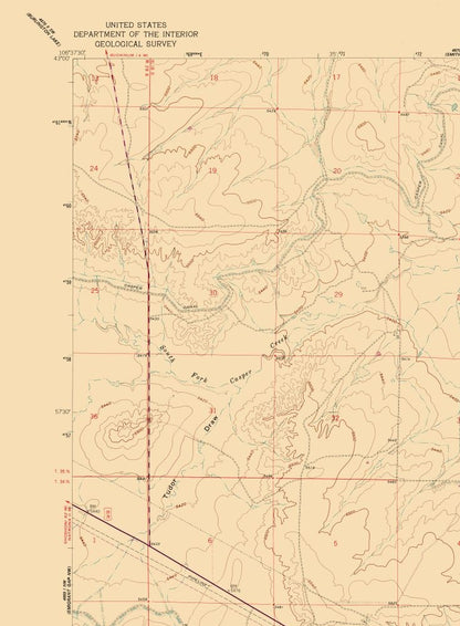 Topographical Map - Emigrant Gap Wyoming Quad - USGS 1960 - 23 x 31.27 - Vintage Wall Art