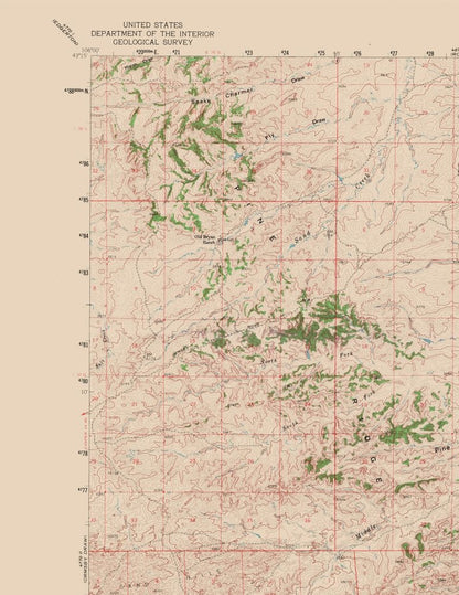 Topographical Map - Fifty Five Ranch Wyoming Quad - USGS 1959 - 23 x 29.80 - Vintage Wall Art