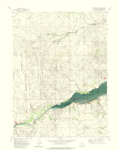 Topographical Map - Ferris Lake Wyoming Quad - USGS 1971 - 23 x 28.94 - Vintage Wall Art