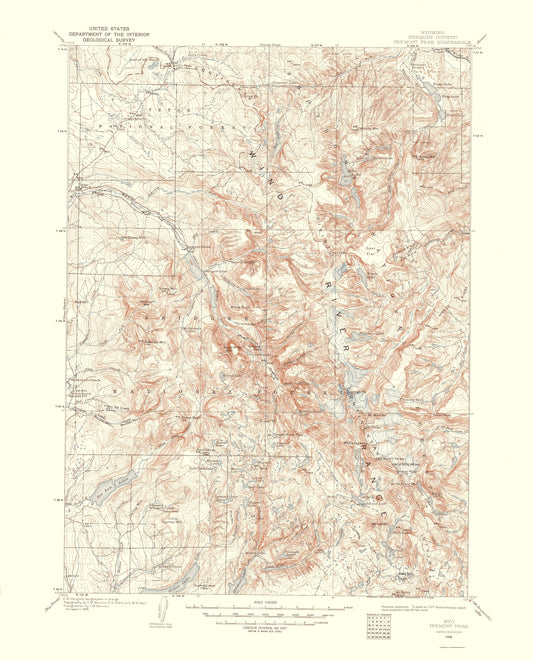 Topographical Map - Fremont Peak Wyoming Quad - USGS 1958 - 23 x 28.48 - Vintage Wall Art