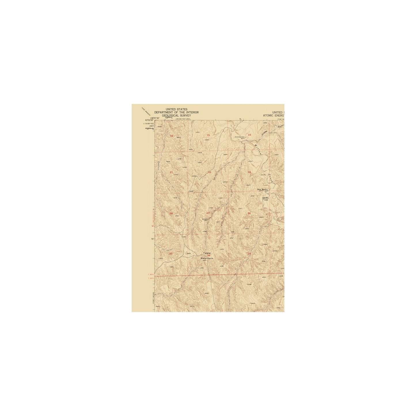 Topographical Map - Fort Reno Wyoming Quad - USGS 1953 - 23 x 31.33 ...