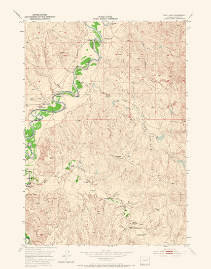 Topographical Map - Fort Reno Wyoming Quad - USGS 1953 - 23 x 29.30 - Vintage Wall Art