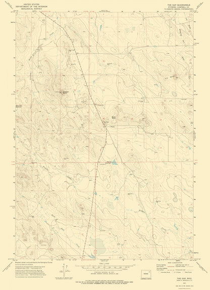 Topographical Map - Gap Wyoming Quad - USGS 1971 - 23 x 31.68 - Vintage Wall Art